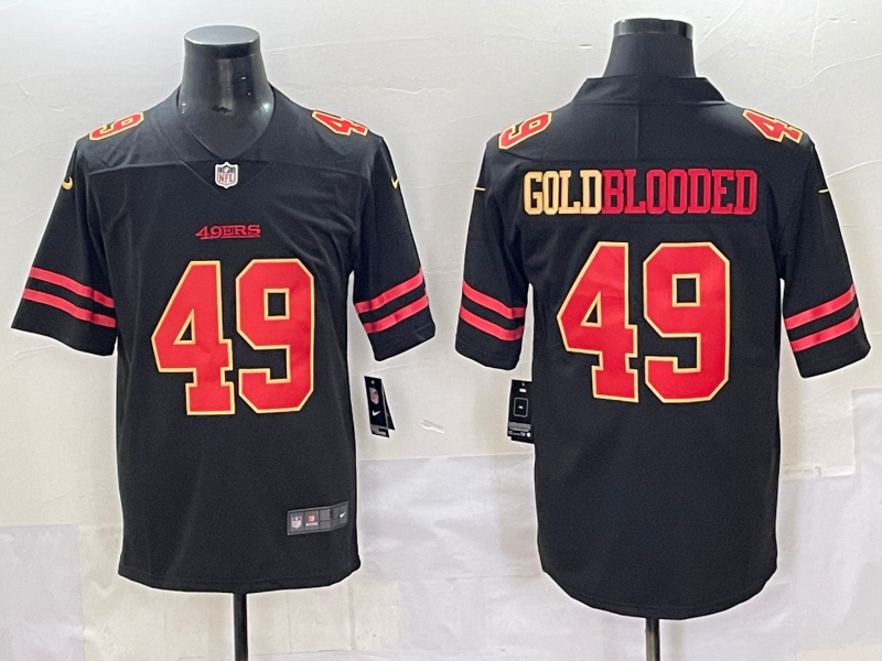Men San Francisco 49ers #49 Goldblooded Black gold 2024 Nike Vapor Limited NFL Jersey style 009->san francisco 49ers->NFL Jersey